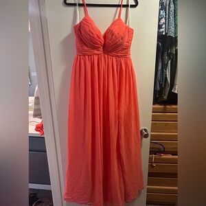 Azazie Alia Coral Bridesmaids Dress